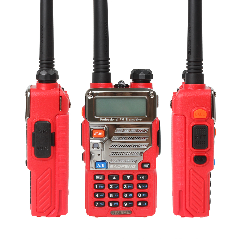 red baofeng uv-5re walkie talkie professional 2 two way radio vhf / uhf dual band dual display dual standby fm transceiver