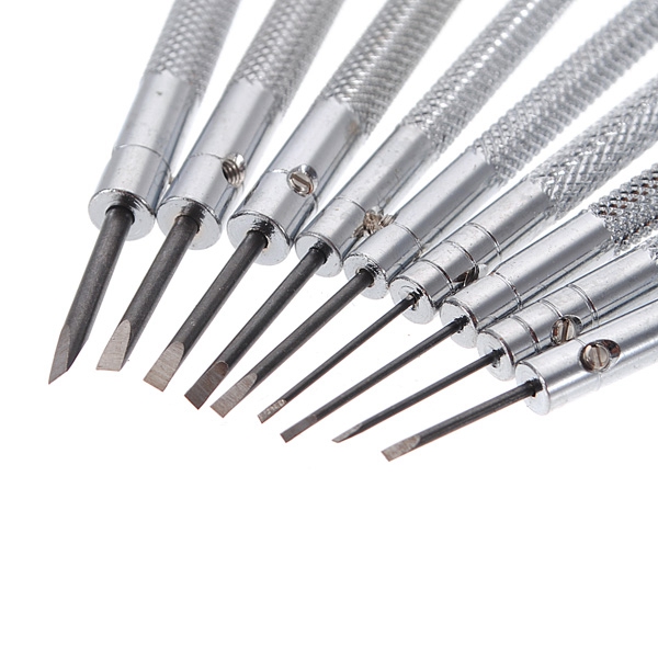 !! 9pcs 0.5mm-2.5mm watch glasses flat blade slotted screwdriver repair tools set excellent quality