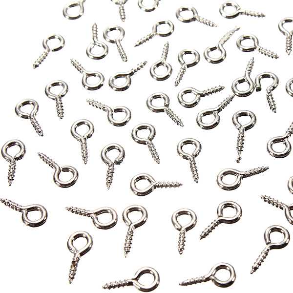 best promotion!! compatible new 100pcs 8x3.5mm small tiny mini eye pins eyepins screw eye hooks threaded peg