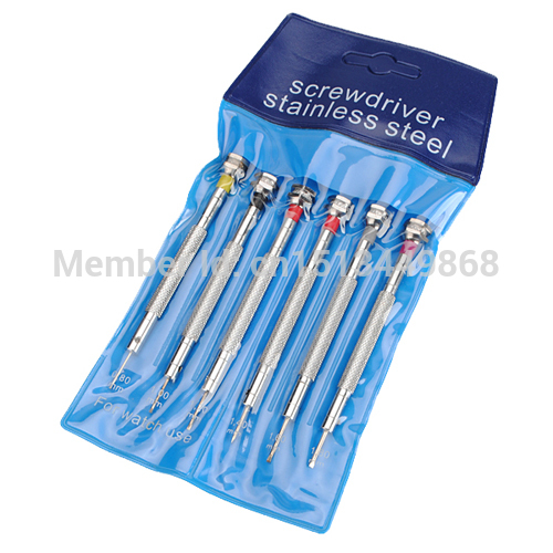 brand new 6pcs precision jeweler eye glasses flat tip screw driver set watche repair tools