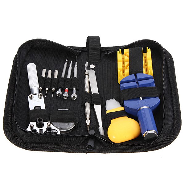 excellent quality 13pcs case opener link spring bar remover tweezer+20x magnifier magnifying glass loupe led eyeglasses