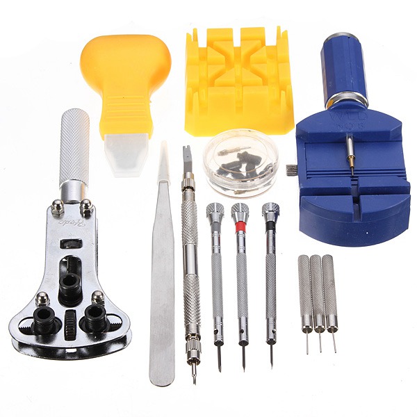 excellent quality 13pcs case opener link spring bar remover tweezer+20x magnifier magnifying glass loupe led eyeglasses