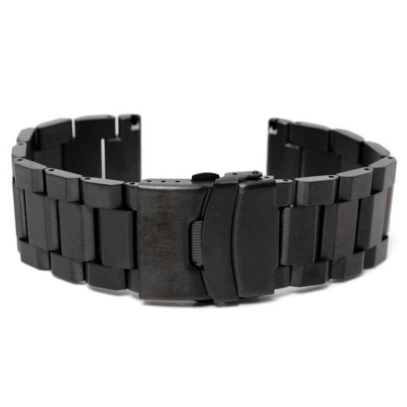 men and women black watchband 24mm heavy brushed watch bracelet stainless steel for band double flip lock buckle men and women black watchband 24mm heavy brushed watch bracelet stainless steel for band double flip lock buckle