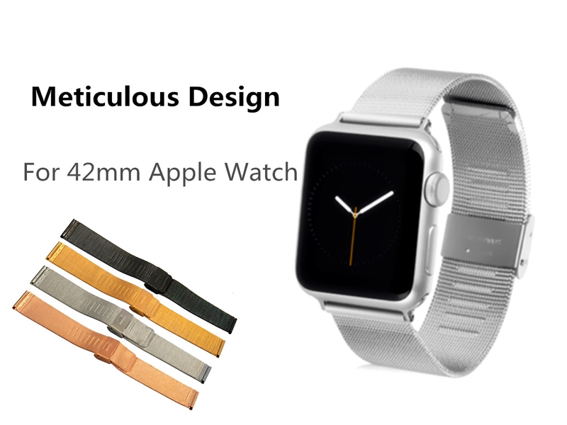 new arrival modern design buckle milanese woven stainless steel watch bands strap for apple watch 42mm