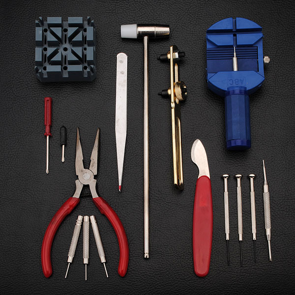 new arrvial!!!16pc deluxe adjust watch back case spring bar remover opener tool kit repair fix pin link remover set watchmaker