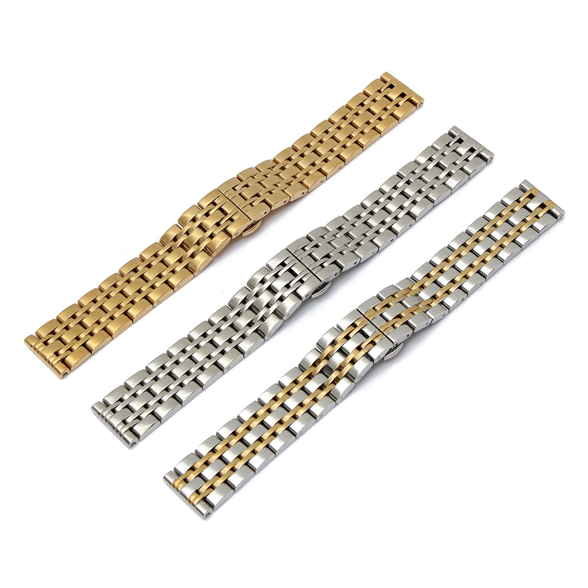 new arrvial! 22mm black gold sliver stainless steel wrist watch strap band push button straight end bracelet excellent quality