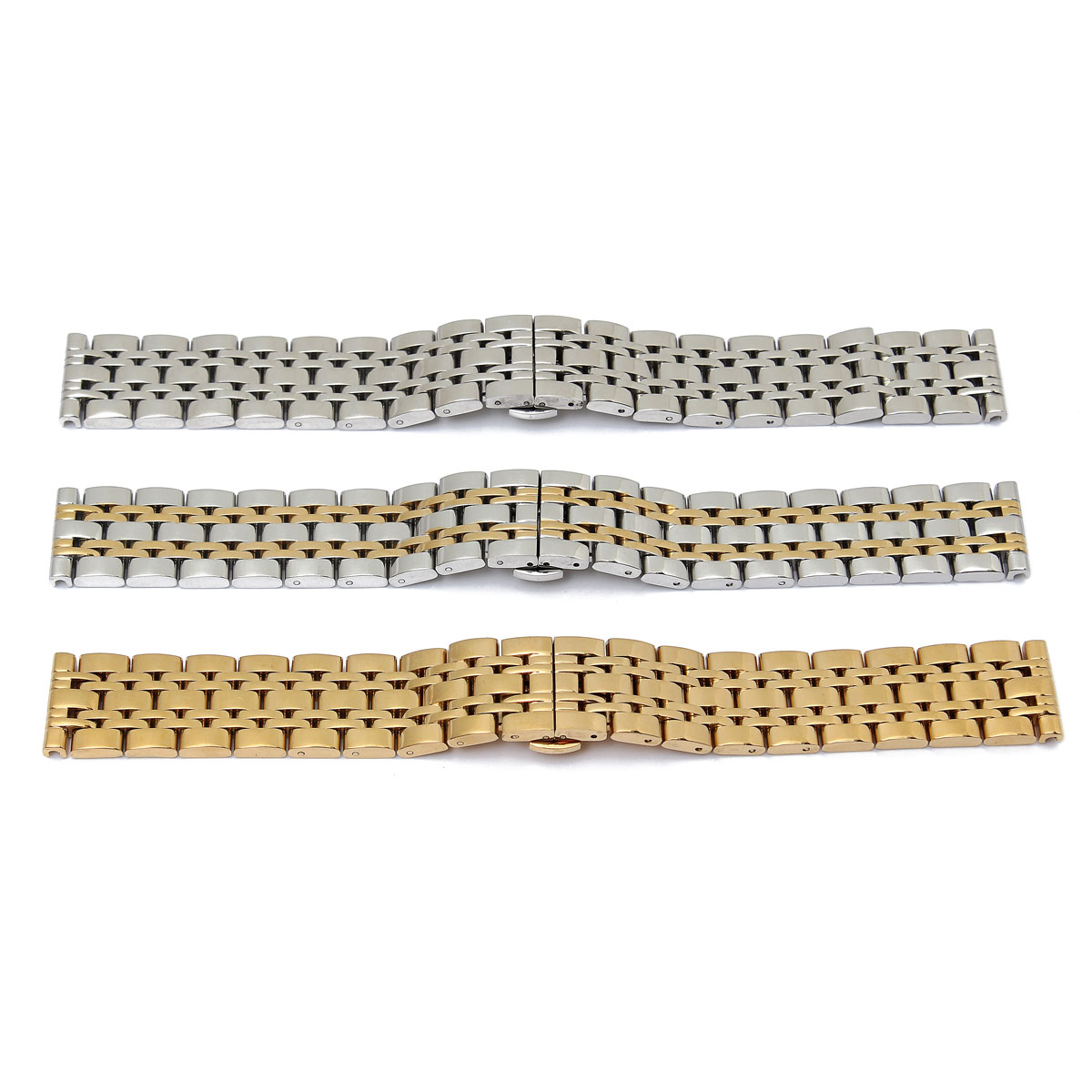 new arrvial! 22mm black gold sliver stainless steel wrist watch strap band push button straight end bracelet excellent quality