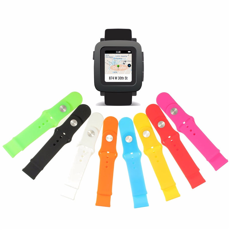 selling 21mm silicone watch bands strap bracelet fitness replacement for pebble time/time steel 8color