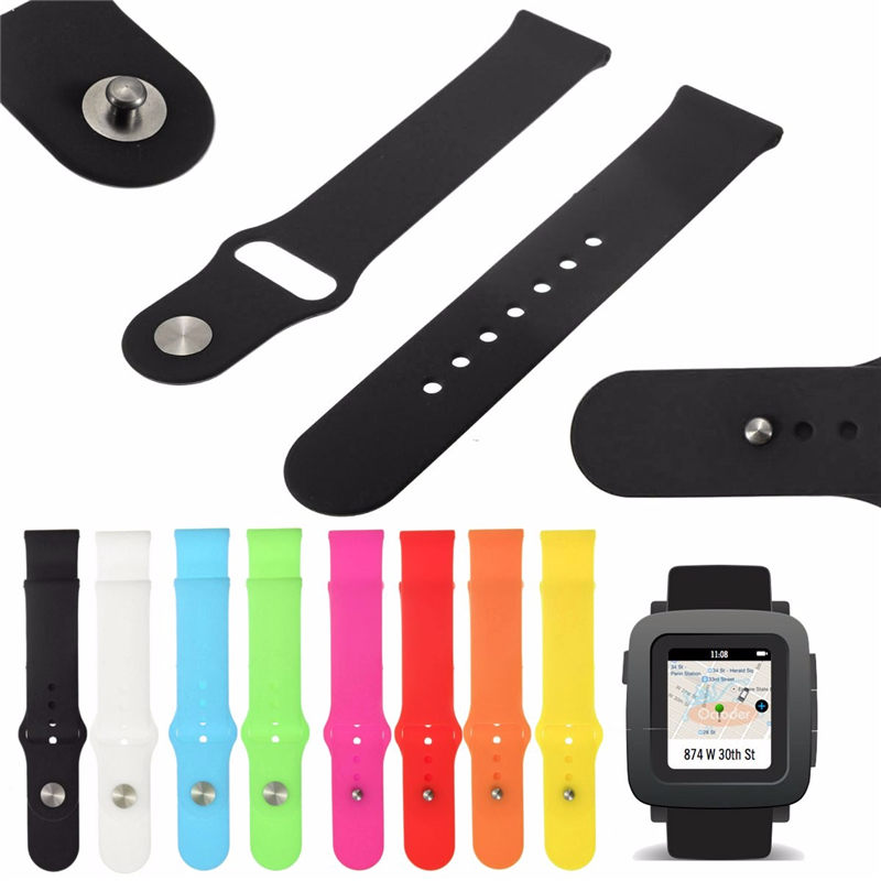 selling 21mm silicone watch bands strap bracelet fitness replacement for pebble time/time steel 8color