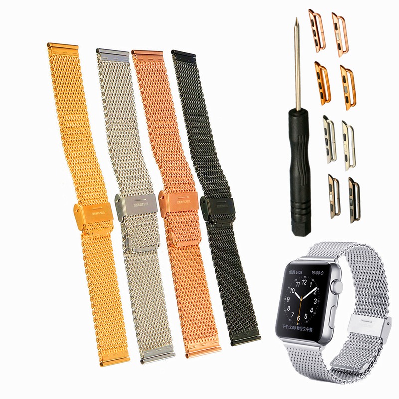 the best quality high-end milanese woven stainless steel wristwatch watch bands strap with adapter for apple watch 42mm the best quality high-end milanese woven stainless steel wristwatch watch bands strap with adapter for apple watch 42mm